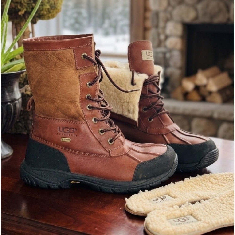 UGG Adirondack II Waterproof Winter Boots Chestnut Leather Sheepskin Women's 6